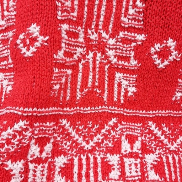 Vintage Ugly Sweater Cambridge Dry Goods Knit Red Cotton Snowflake Holiday Small - Picture 10 of 16
